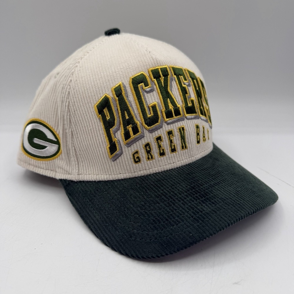 New Era 9Forty Green Bay Packers Hat Cap Snapback M-Crown A-Frame Corduroy NFL